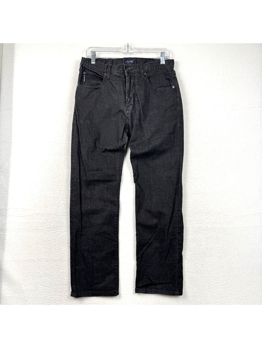 Armani Jeans J45 Mens Size 31Washed Black Denim Straight Leg Stretch Jeans